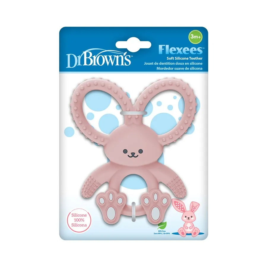 [ 2 Pack ] Dr Brown's Bunny Long Limbed Silicone Teether (Pink)