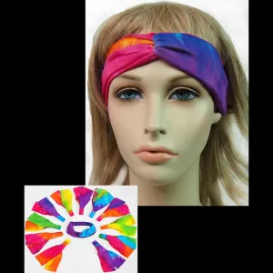 12 Rainbow Spiral Tie-Dye Twisted Turban Elastic Headbands ($1.78 each)