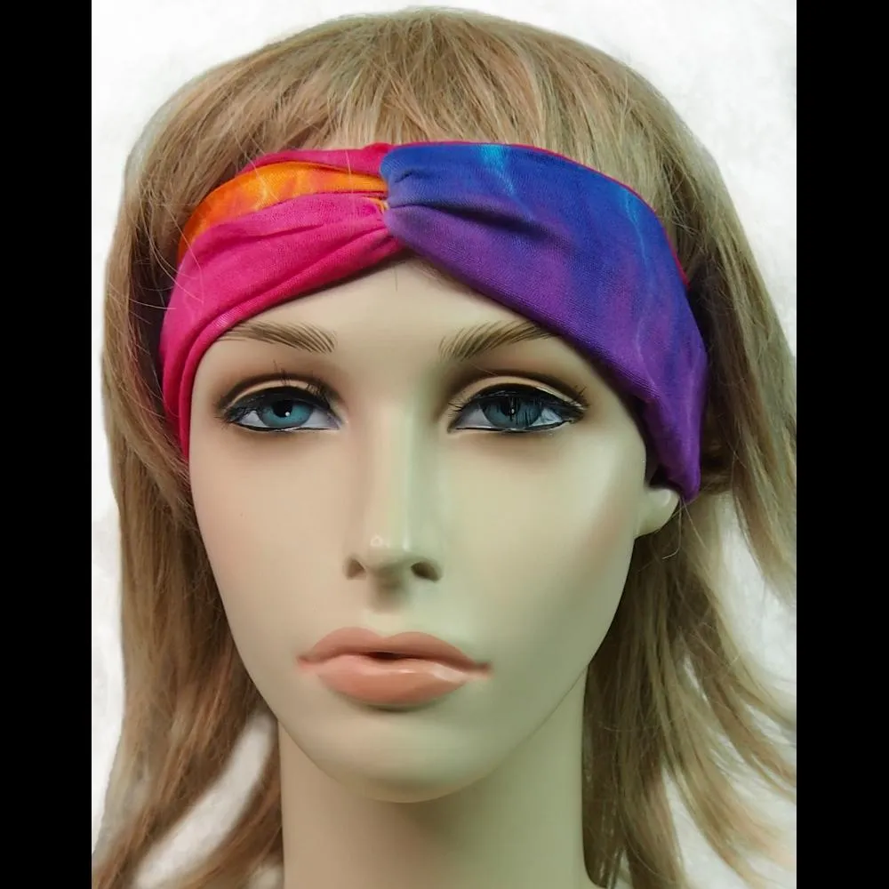 12 Rainbow Spiral Tie-Dye Twisted Turban Elastic Headbands ($1.78 each)