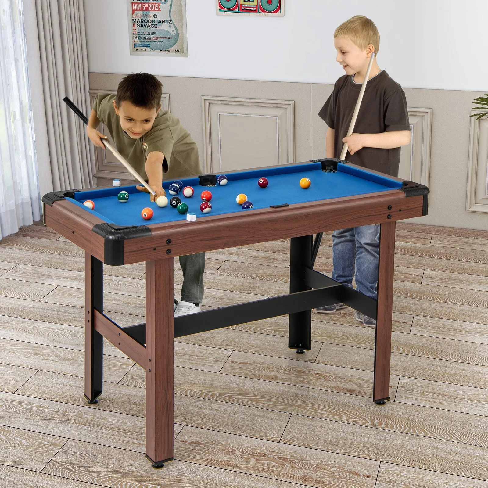 122 cm Wooden Pool Table for Kids and Adults-Blue