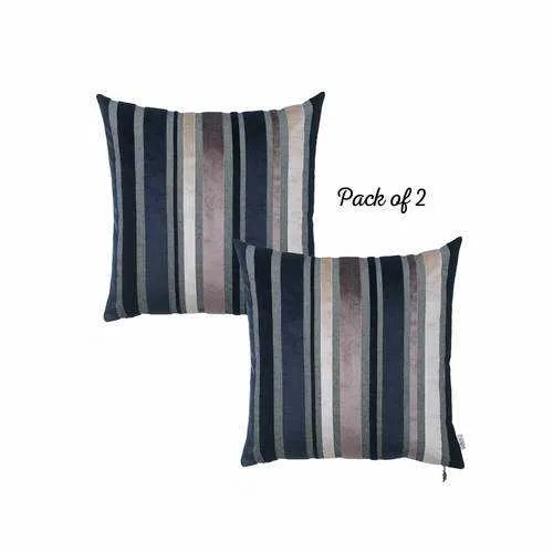 17"x17"Dark Blue Velvet Luxurious Throw Decorative Pillow Case Set of 2 pcs Square