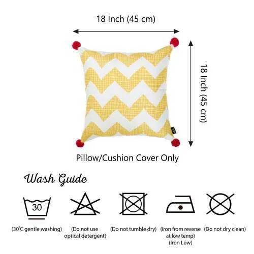 18"x 18" Yellow Tropical Chevron Decorative Throw Pillow Cover