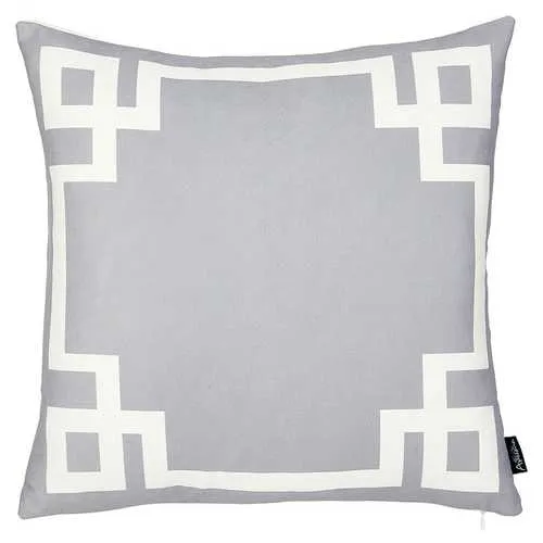 18"x18"Grey and White Geometric Decorative Throw Pillow Cover