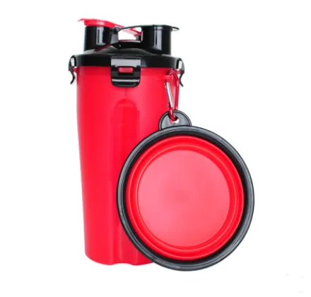 2 In 1 Travel Portable Pet Water Bottle Dispenser Dog Cat Drinking Silicone Bowl