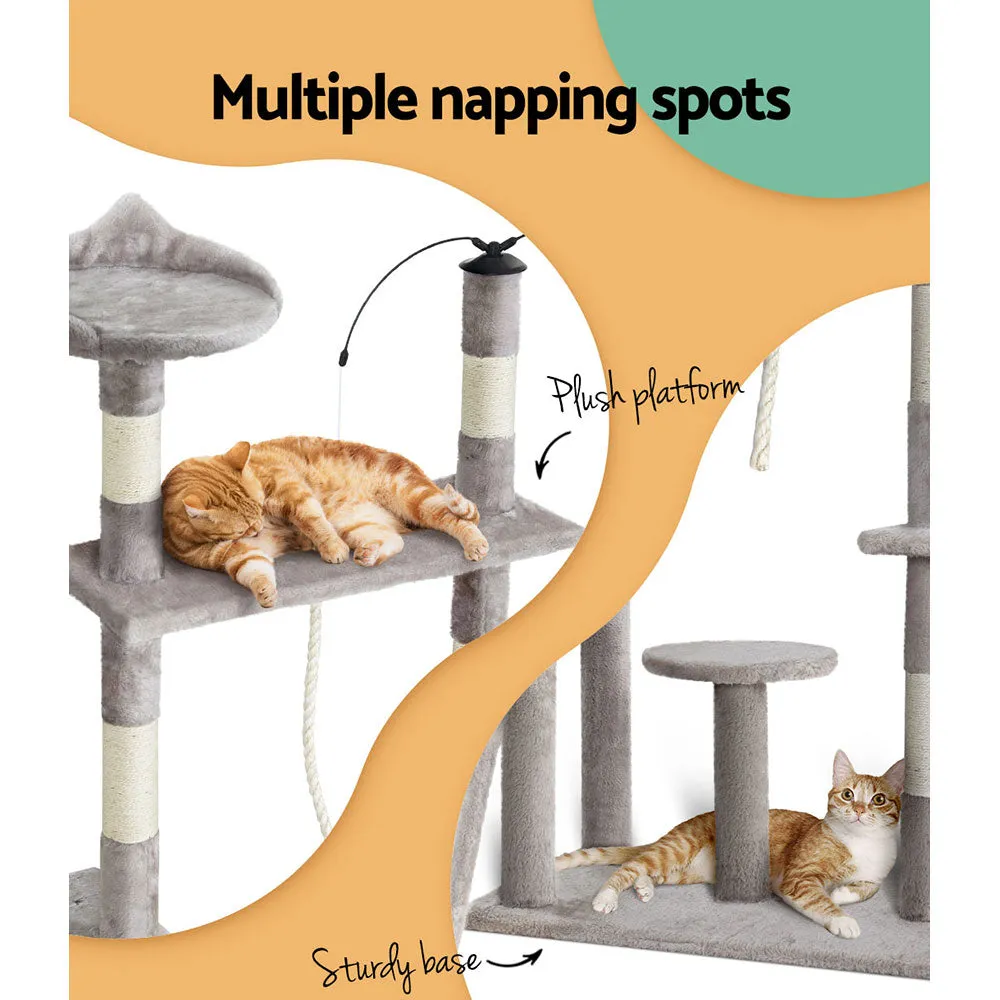 4-Level Medium Cat Tree with Sisal Posts and Velvet Cover - i.Pet