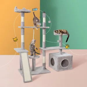 4-Level Medium Cat Tree with Sisal Posts and Velvet Cover - i.Pet