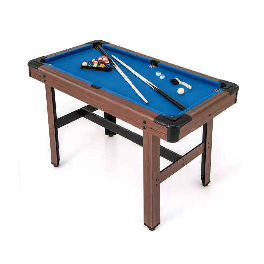 48 Inch Pool Wooden Game Table With Full Set of Ballsfor Kids and Adults-Blue