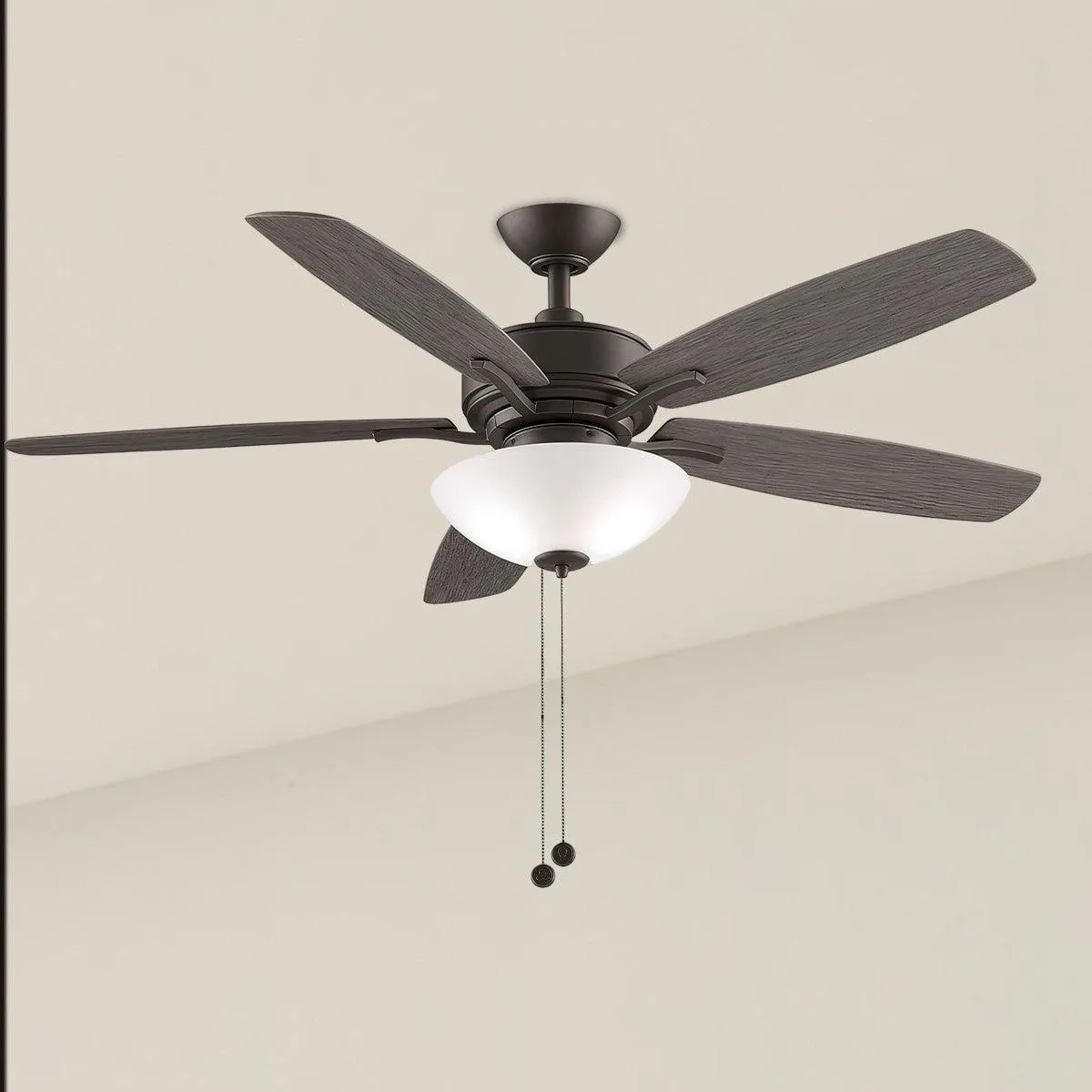 Aire Deluxe 52 Inch Matte Greige Ceiling Fan with Light Kit and Pull Chain