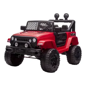 Aosom 12V Children's Electric Battery Ride On Car off road truck toy with remote control for parents adjustable speed, black Aosom, red