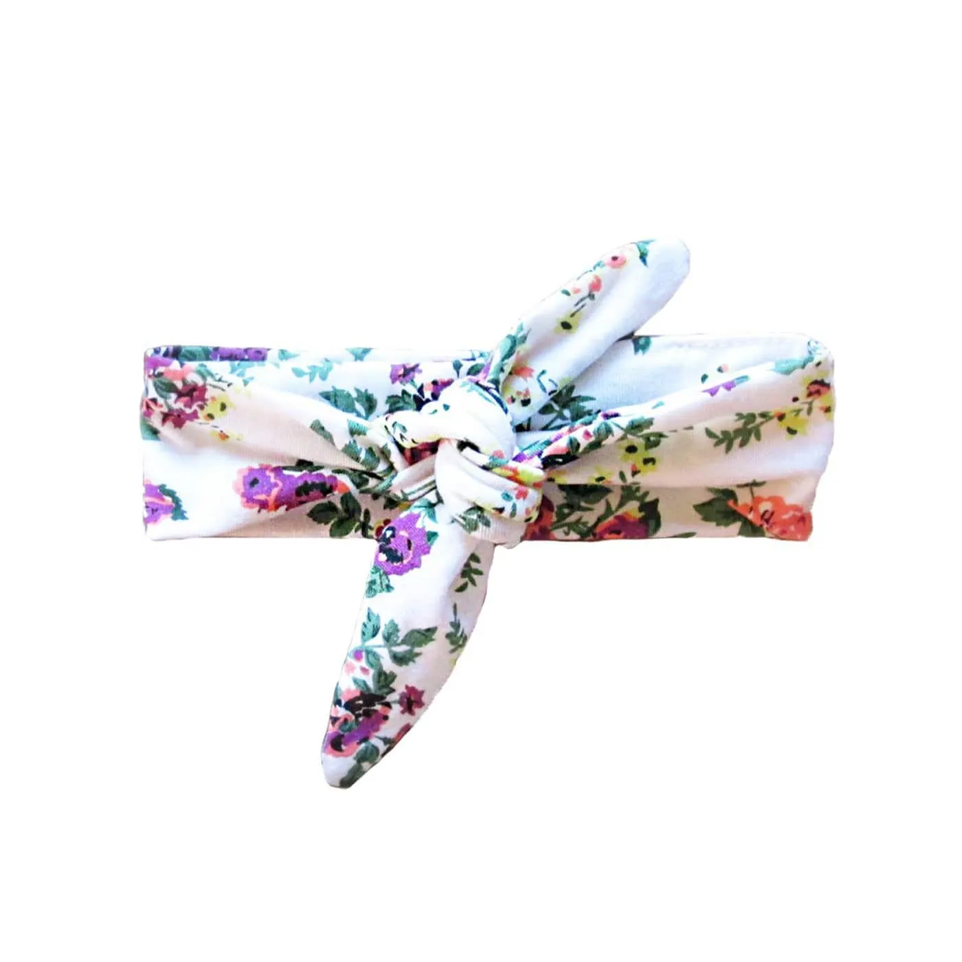 Baby Wisp Top Knot Headband - White Floral Print - 0M 