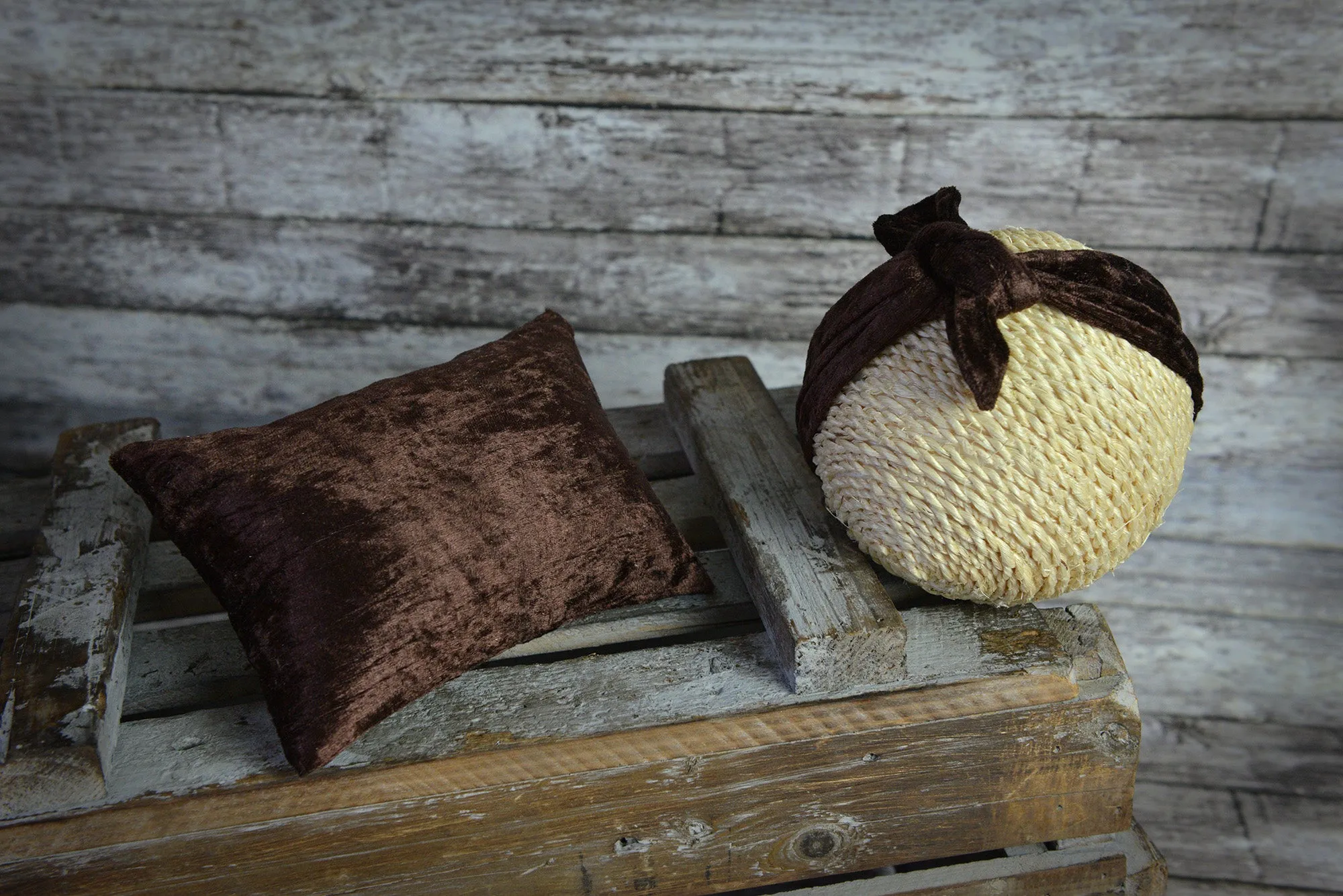 Bandana and Mini Pillow - Velvet - Brown