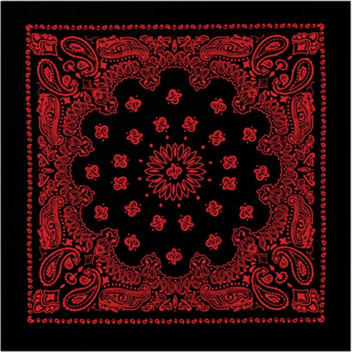 Black - Trainmen Bandana with Red Print 22 in. x 22 in.