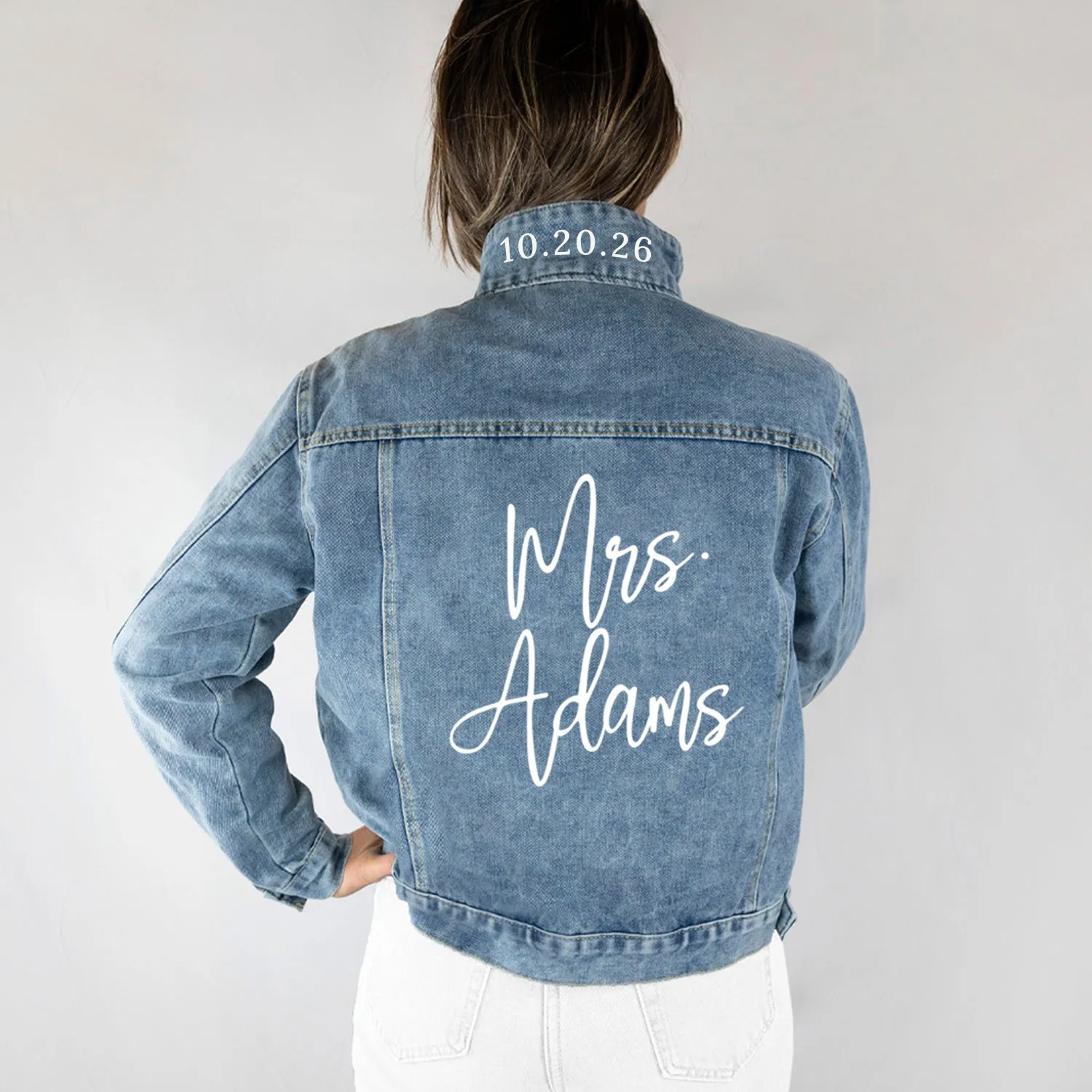 (Blue Denim) Personalized Jean Jacket for Bride