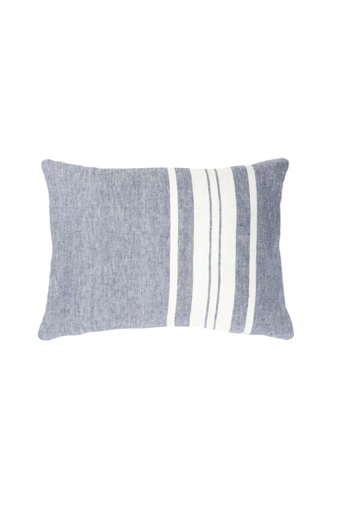 Chambray Blue Bold Stripe Linen Pillows