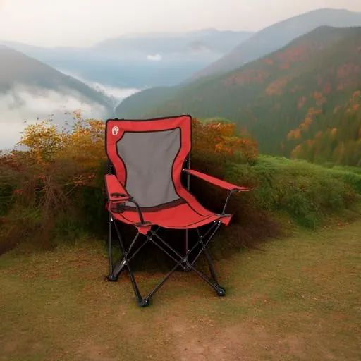 Coleman Broadband Mesh Quad Camping Chair, Cooling Mesh Back with Cup Holder, Adjustable Arm Heights, & Carry Bag; Supports up to 250lbs