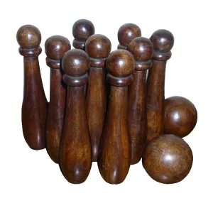 Colonial Era Wooden 9 pin Bowling Game set