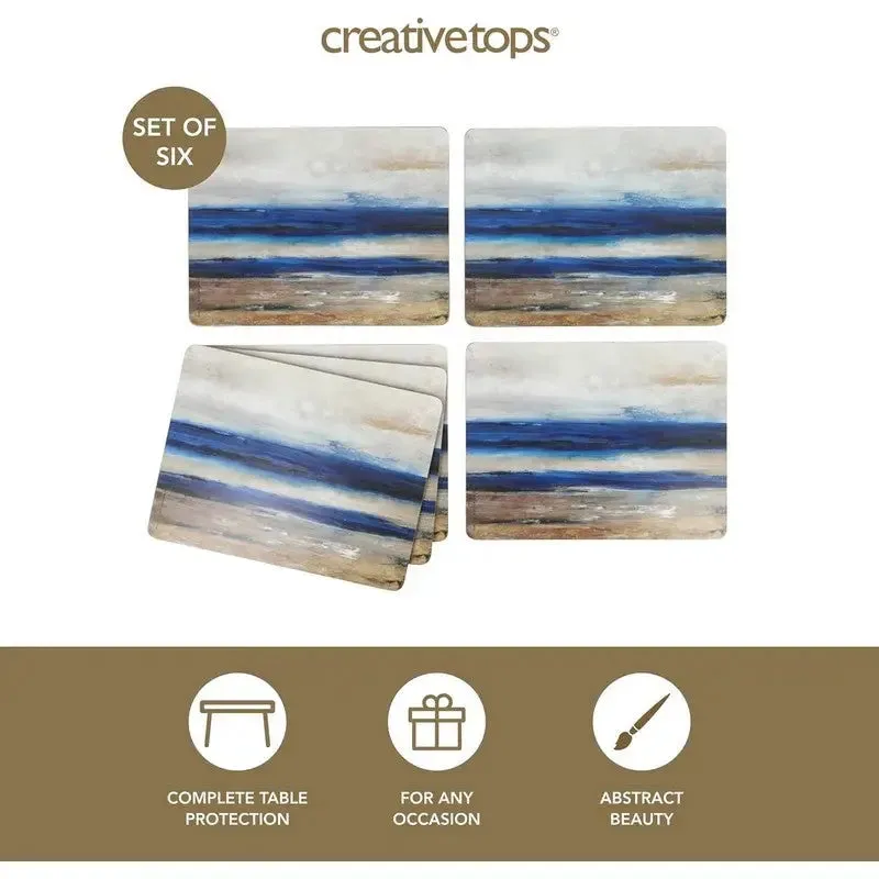 Creative Tops Abstract Blue Pack Of 6 Premium Coasters/Placemats