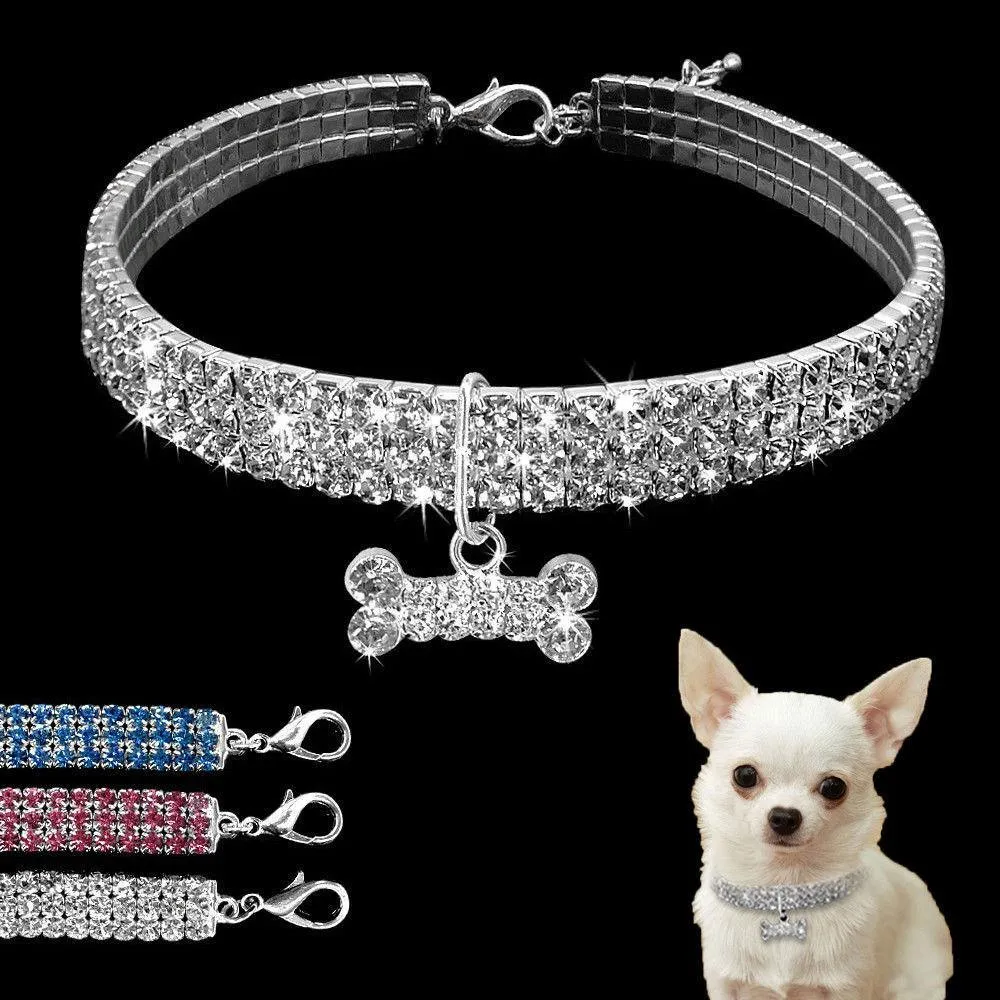 Crystal Bling Rhinestone Dog Collar/Small Dogs & Medium Dogs