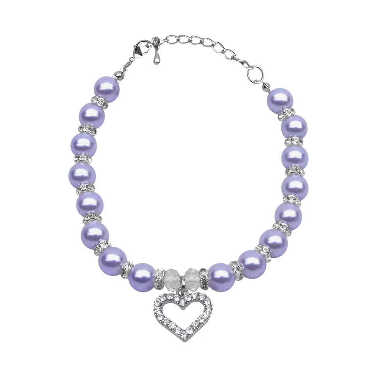 Crystal Heart Necklace with Lavender Pearls