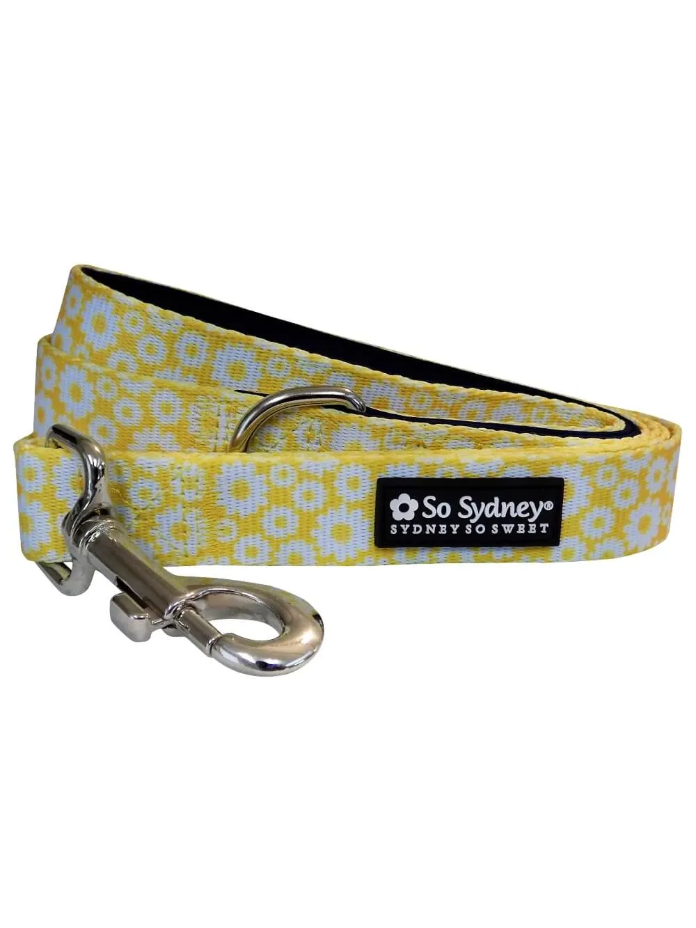 Daisy Floral Yellow & Navy Designer Floral Dog Leash