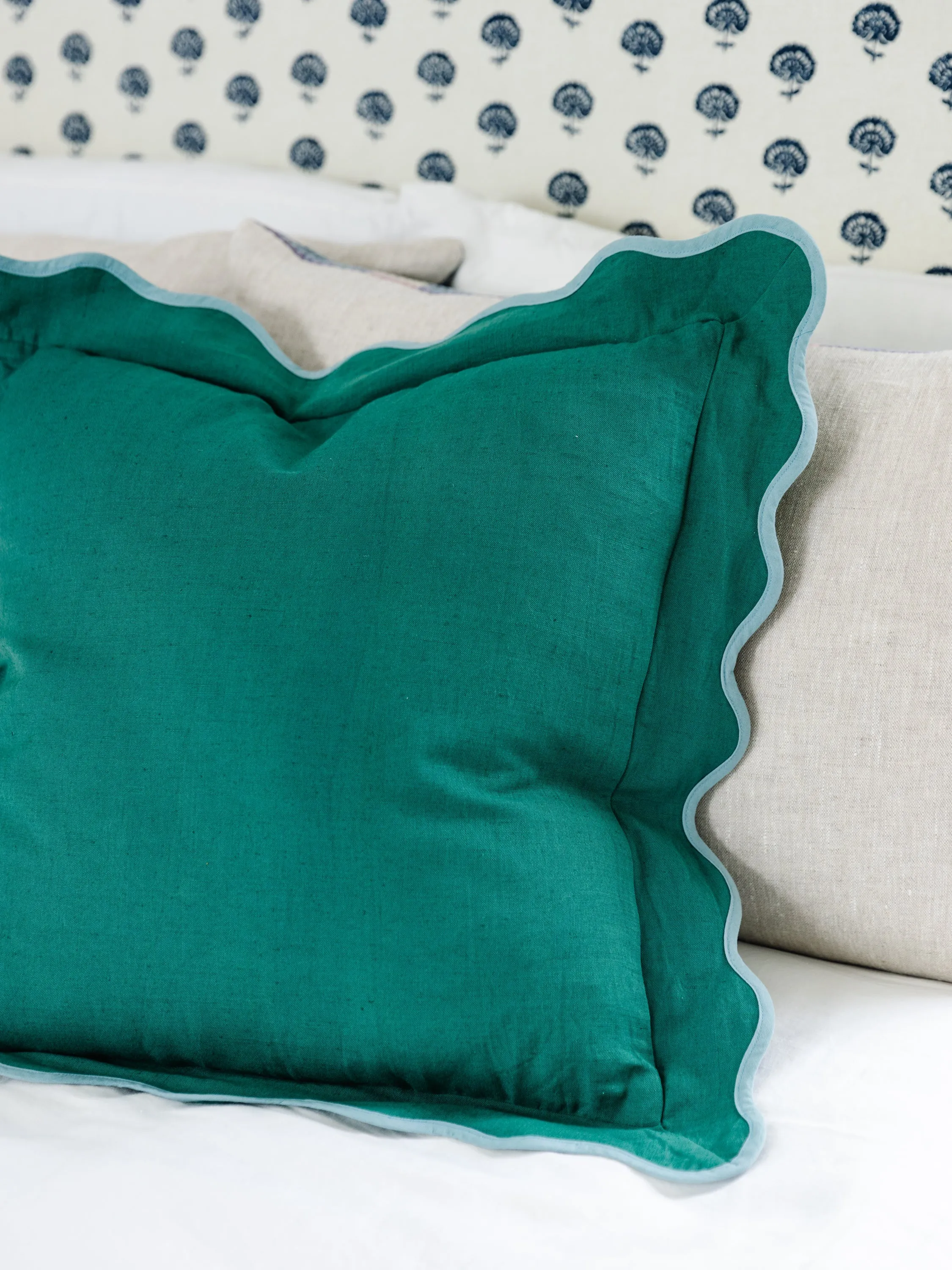 Darcy Linen Pillow - Green/Aqua