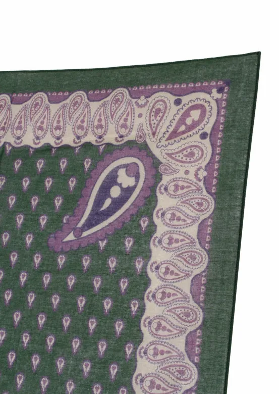 De Bonne Facture Paisley Bandana Cotton Voile / Pine Green