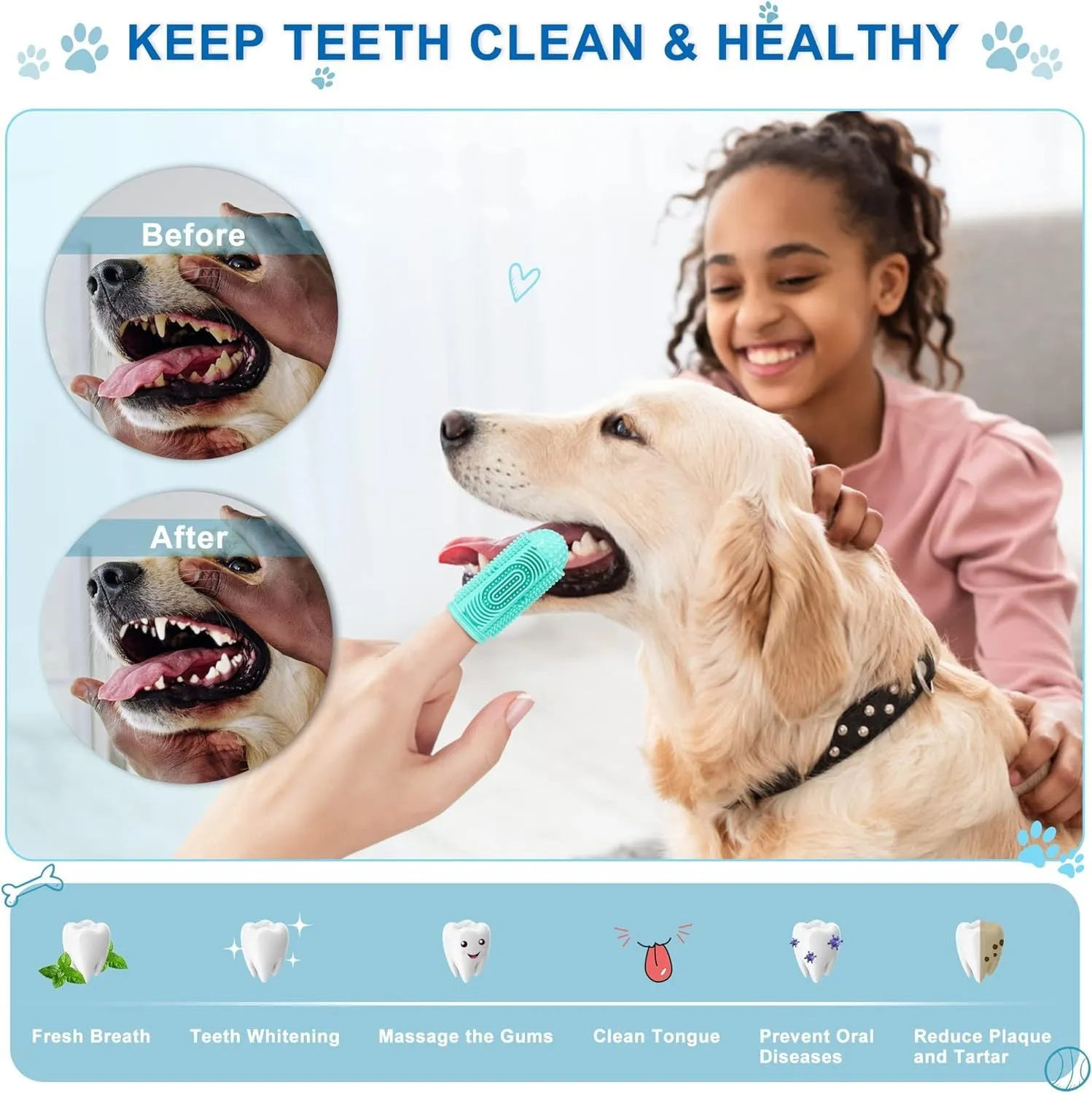 Dog Toothbrush Dog Tooth Brushing Kit  Dog Finger Toothbrush For Dog Teeth Cleaning Dog Dental Care Cat Toothbrush Dog Tooth Brush Puppy Toothbrush Pet Toothbrush