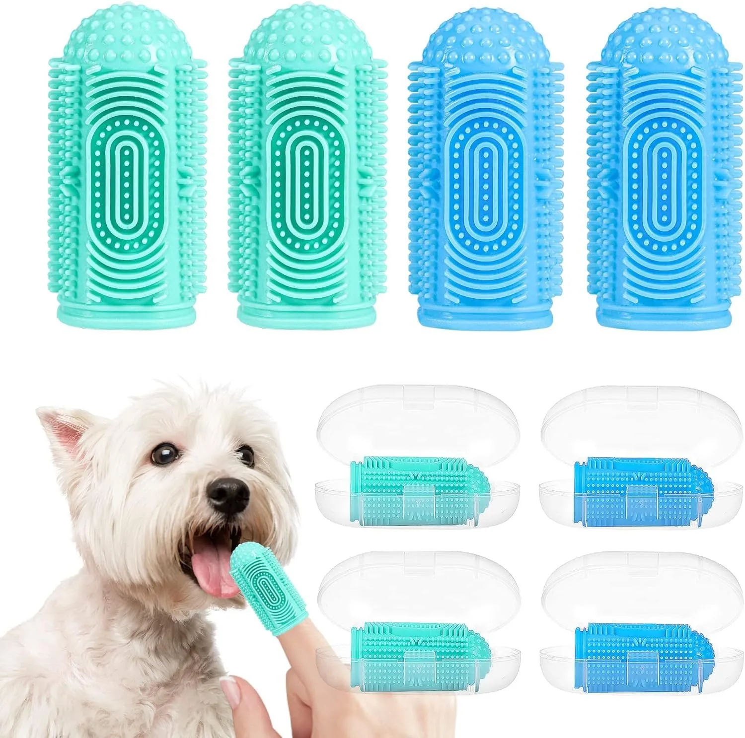 Dog Toothbrush Dog Tooth Brushing Kit  Dog Finger Toothbrush For Dog Teeth Cleaning Dog Dental Care Cat Toothbrush Dog Tooth Brush Puppy Toothbrush Pet Toothbrush