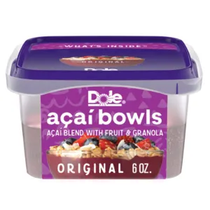 Dole Acai Bowls Frozen Original Acai Blend with Fruit and Granola, 6 oz