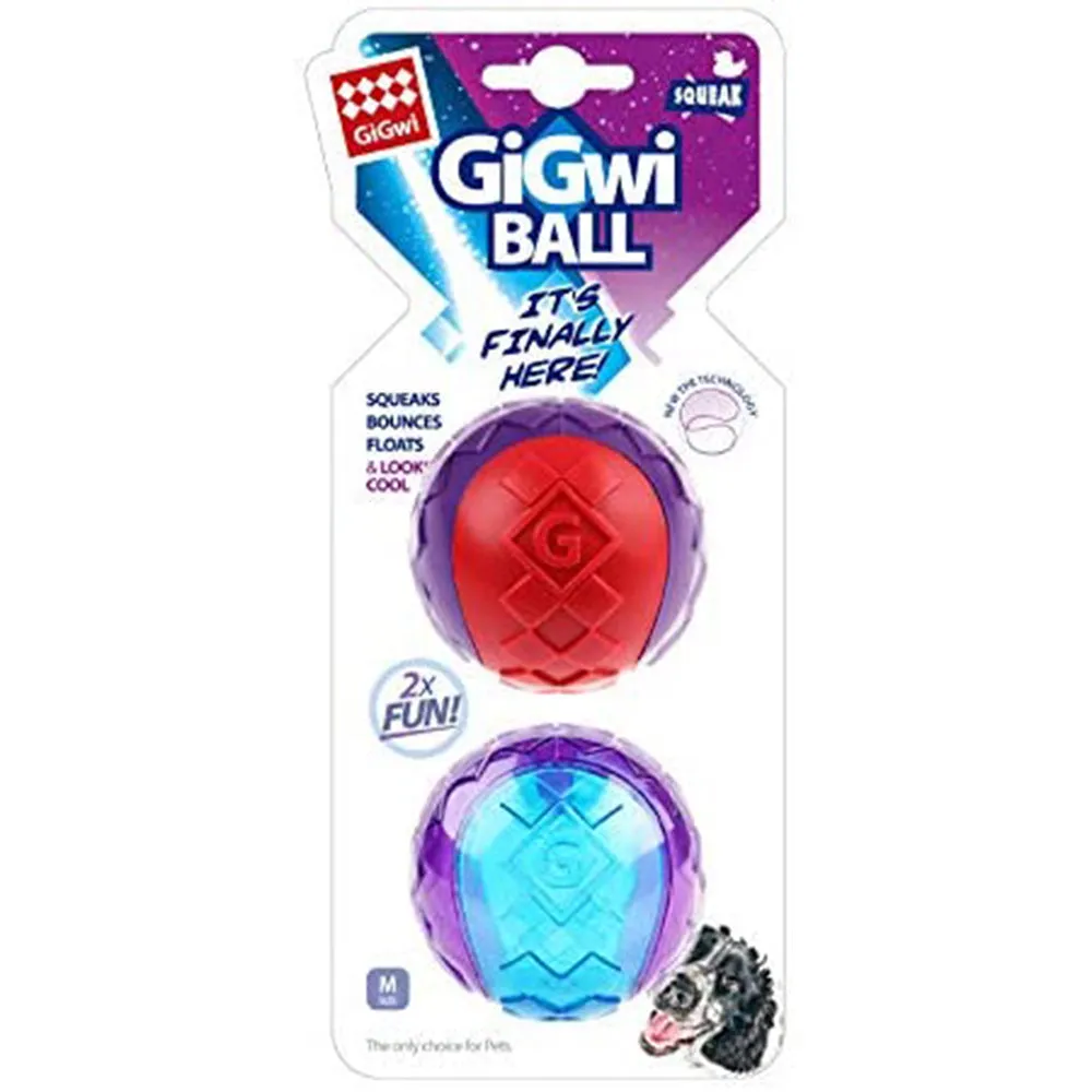 GiGwi Dog Toy Ball Assorted Colours M 2pcs