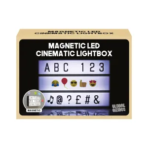 Global Gizmos 50960 Miniature Magnetic A6 Cinematic Light Up Box | Set Includes 90 Letters, Numbers & Symbols | 3 Rows | Parties/Birthdays/Weddings/Christmas, White