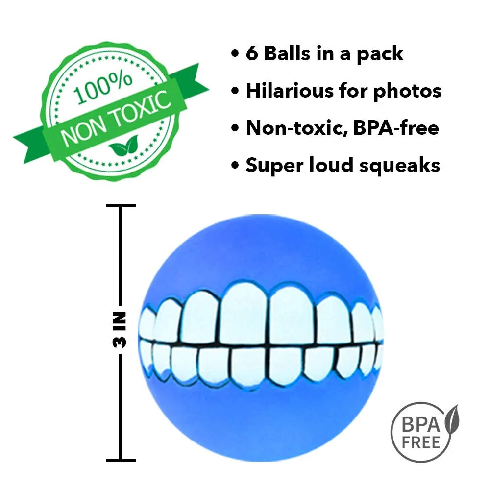 Hawwwy Funny Dog Teeth Ball for Dogs, Fun Pet Toy with Human Smile Design and Squeaker