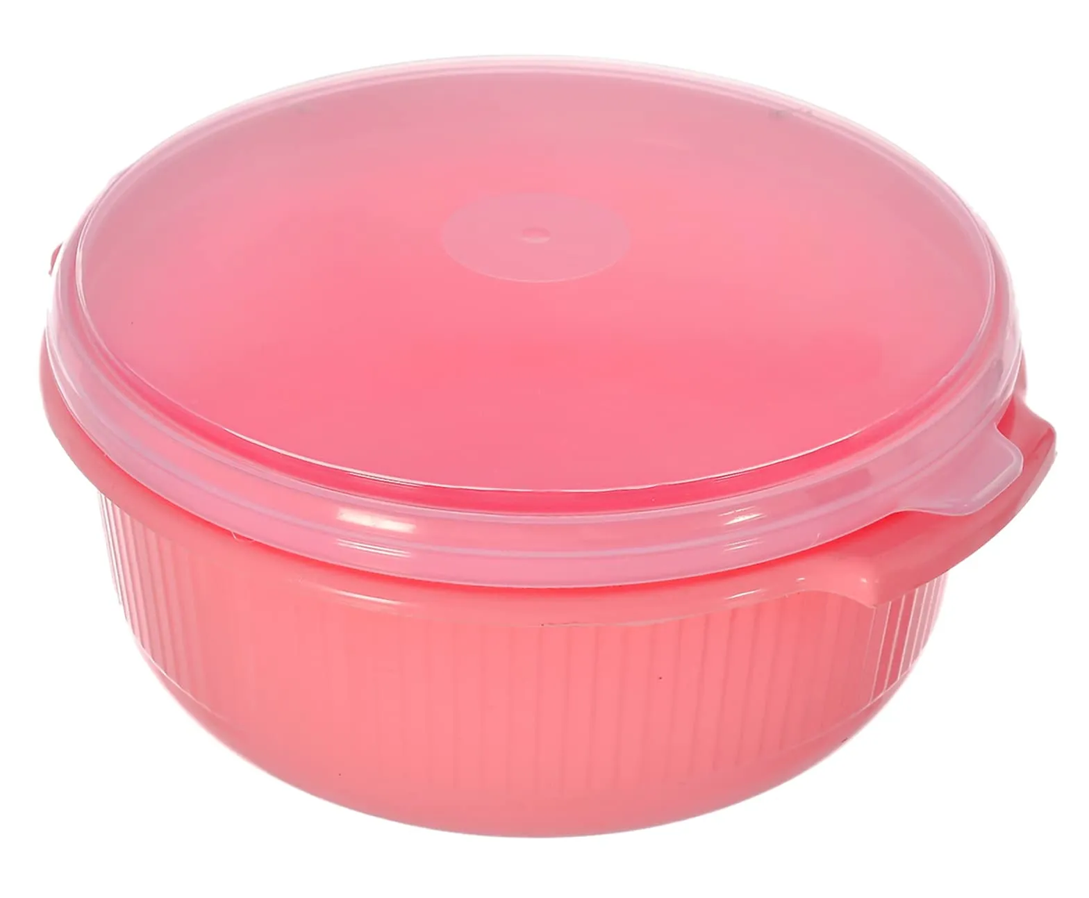 Heart Home 3 Piece Multiuses Plastic Serving/Mixing Bowls, Food Storage Containers Set With Lid, (3200ml, 1800ml, 1000ml) (Pink)-46HH0319