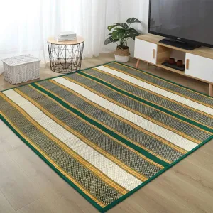 HOKIPO Madurkathi Classic Contemporary Chatai Mat (Green, 6.5x4.5 Feet, Pack of 1)