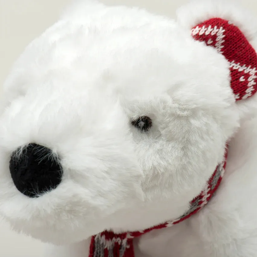 HuggleHounds Dog Toy Holiday Nordic Frost Squooshie Polar Bear