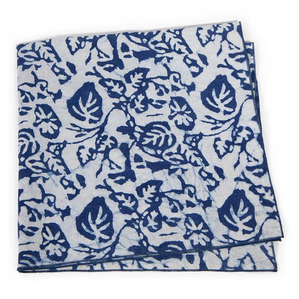 Indigo Leaf Block Print Bandana