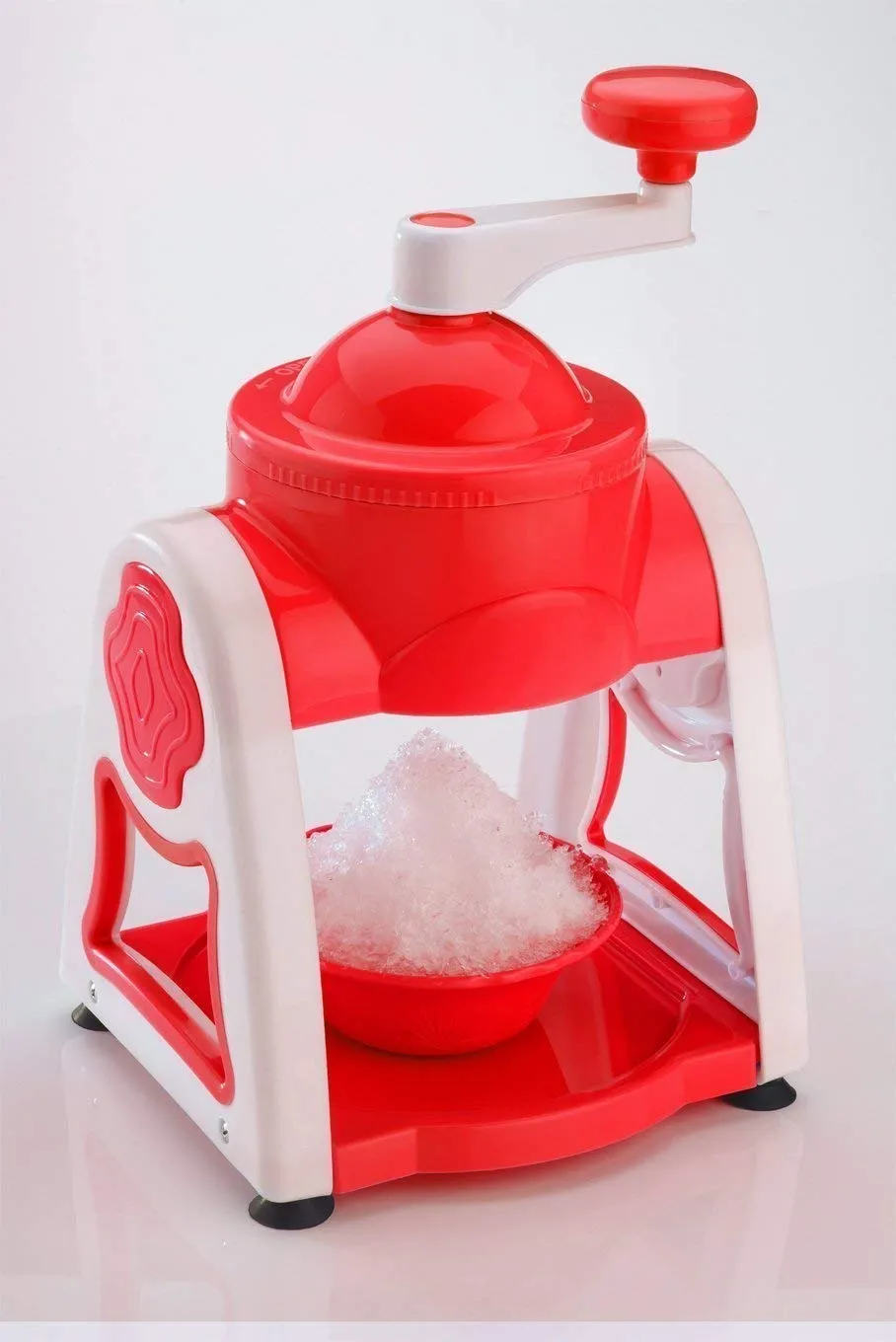 Kuber Industries Ice Gola Slush Maker Ice Snow Maker Machine with 3 Bowl, 1 Glass, 6 Sticks and 1 Dish (Red) - CTKTC031475