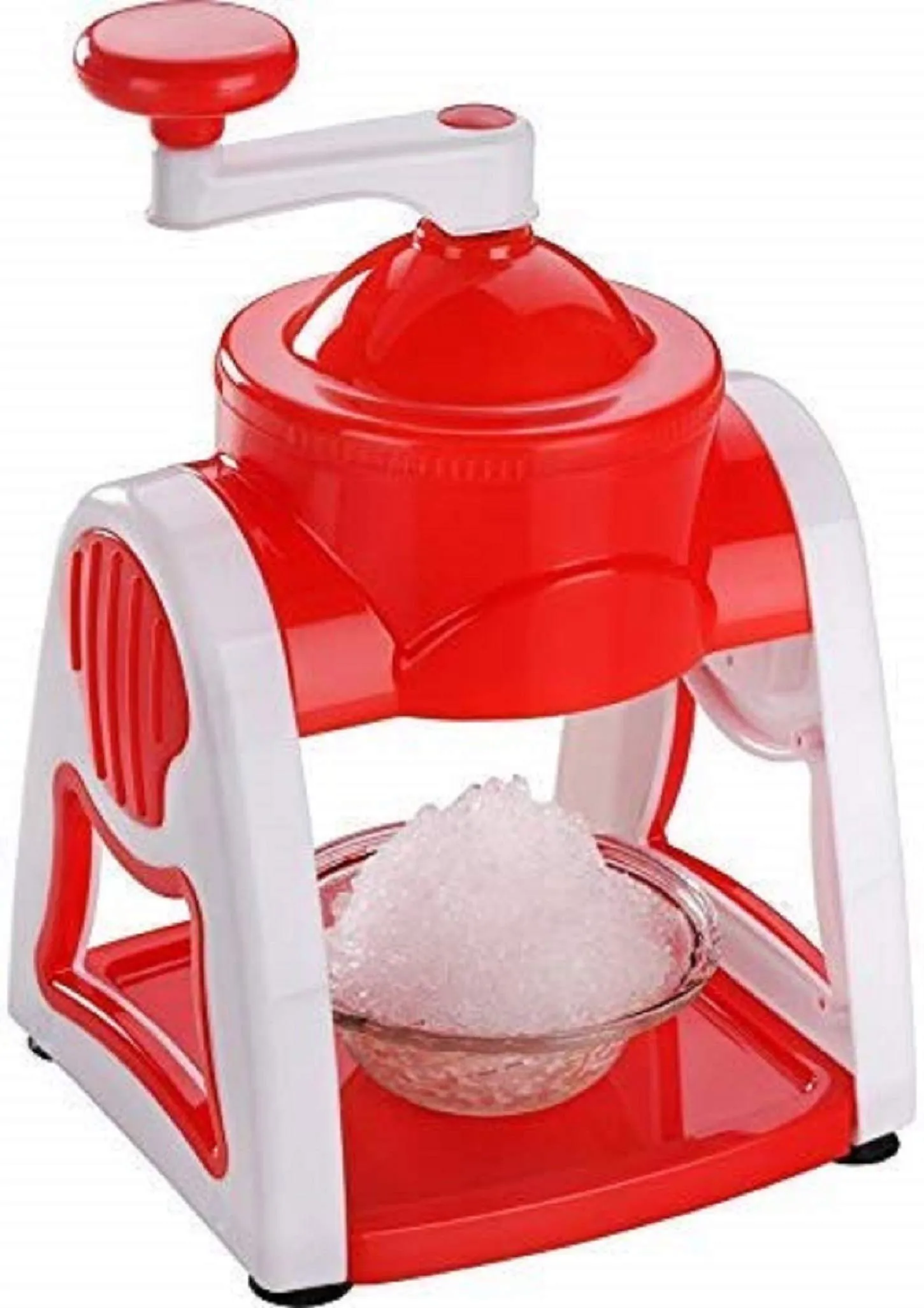 Kuber Industries Ice Gola Slush Maker Ice Snow Maker Machine with 3 Bowl, 1 Glass, 6 Sticks and 1 Dish (Red) - CTKTC031475