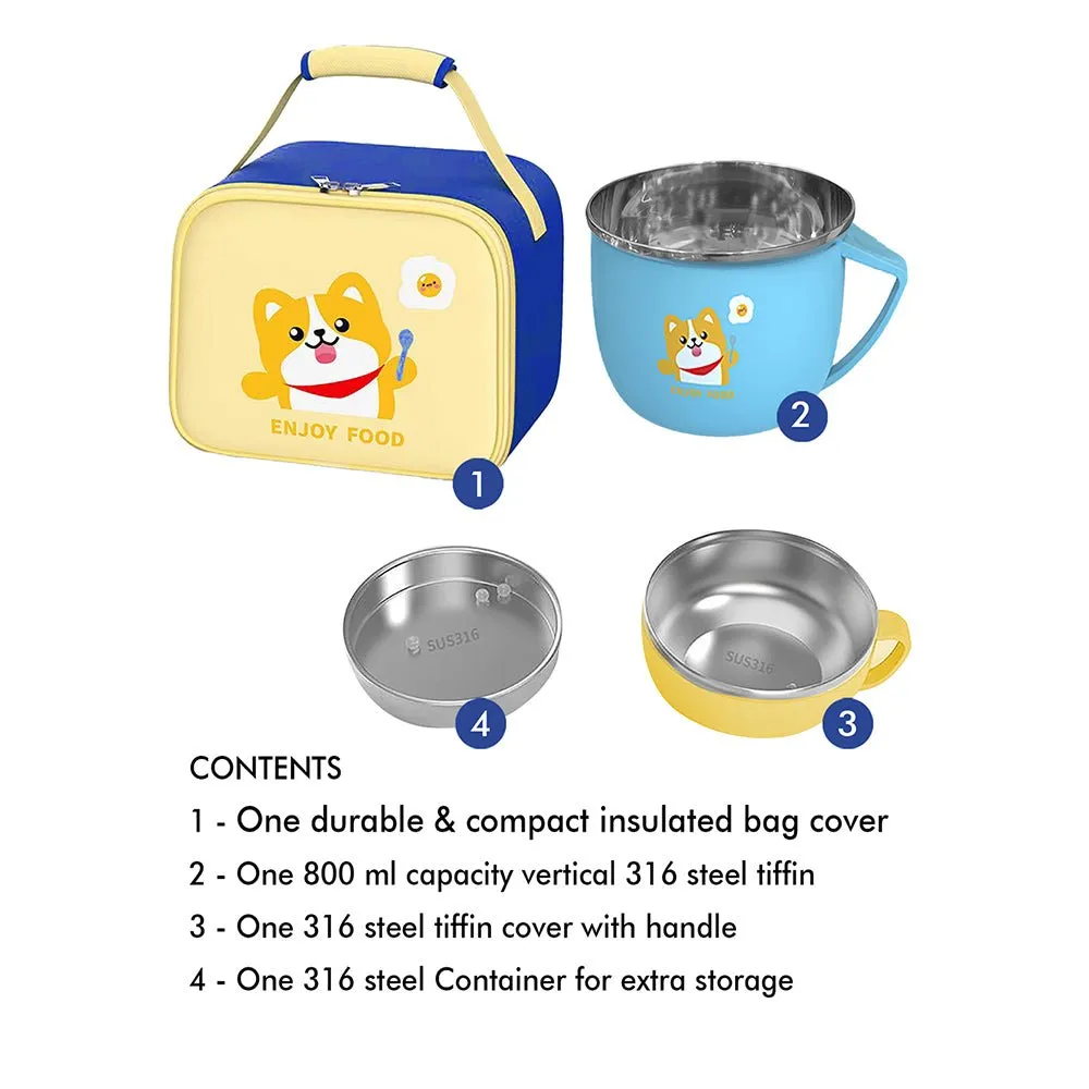 Light Blue small size, Foxy Dual Handle Soup and Noodles Lunch Box with matching Cover