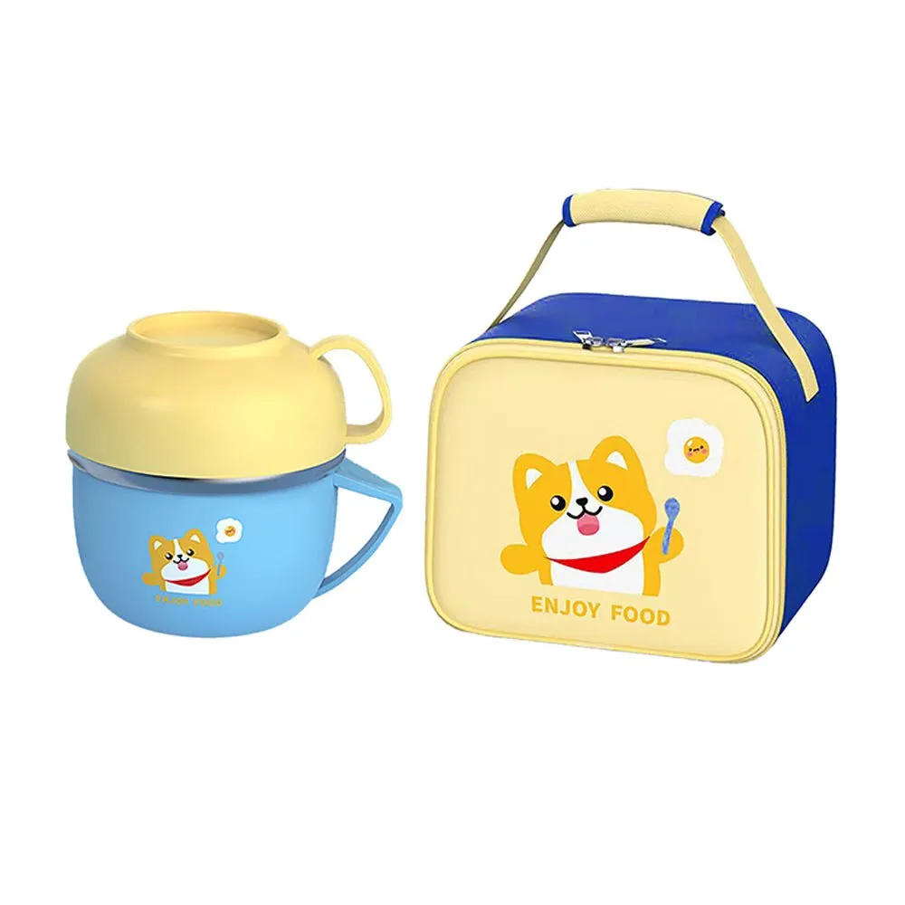 Light Blue small size, Foxy Dual Handle Soup and Noodles Lunch Box with matching Cover