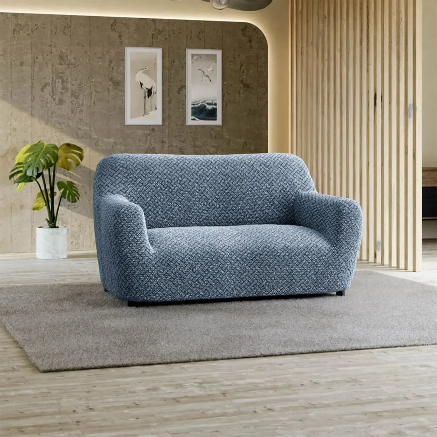 Loveseat 2 Seater Slipcover, Microfibra Printed Collection