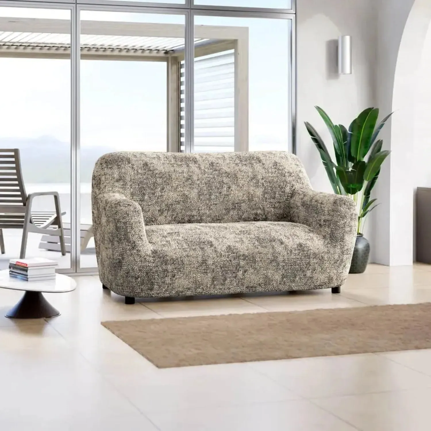 Loveseat 2 Seater Slipcover, Microfibra Printed Collection