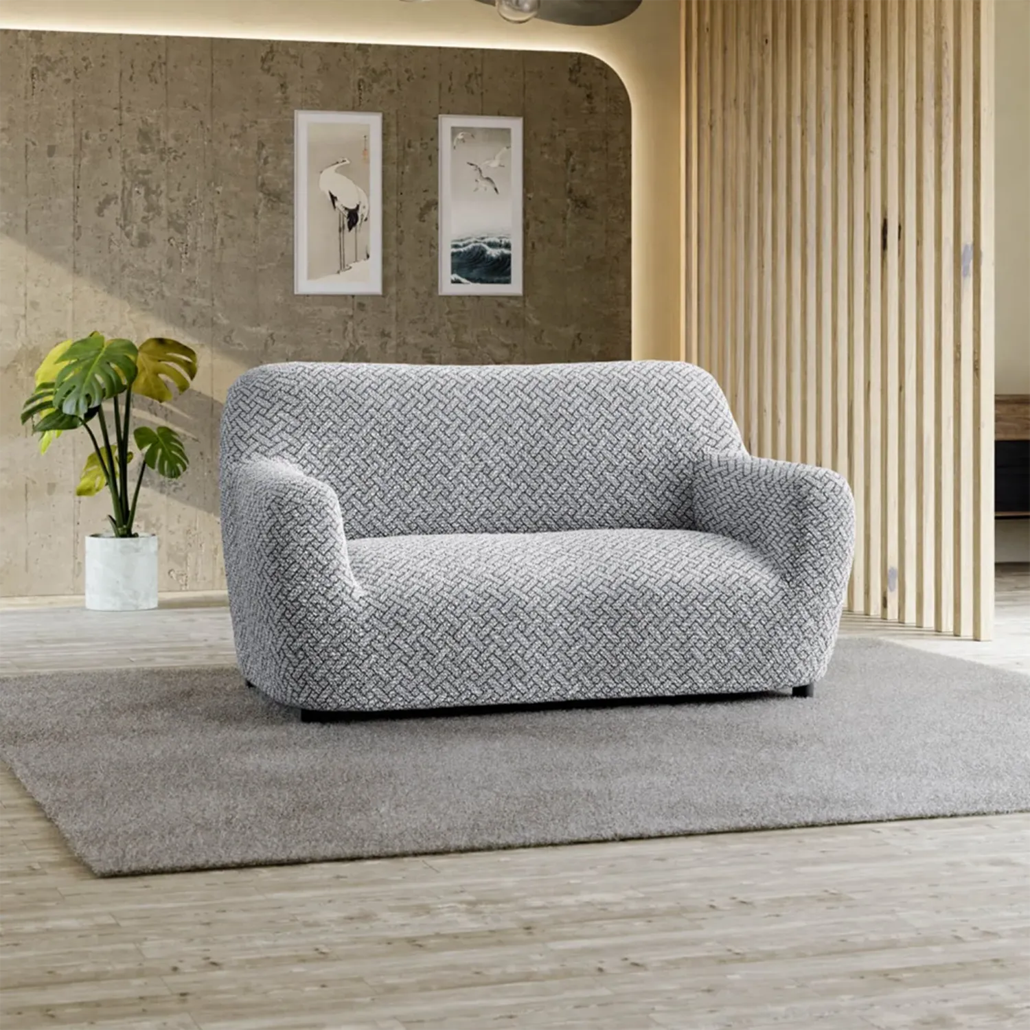 Loveseat 2 Seater Slipcover, Microfibra Printed Collection