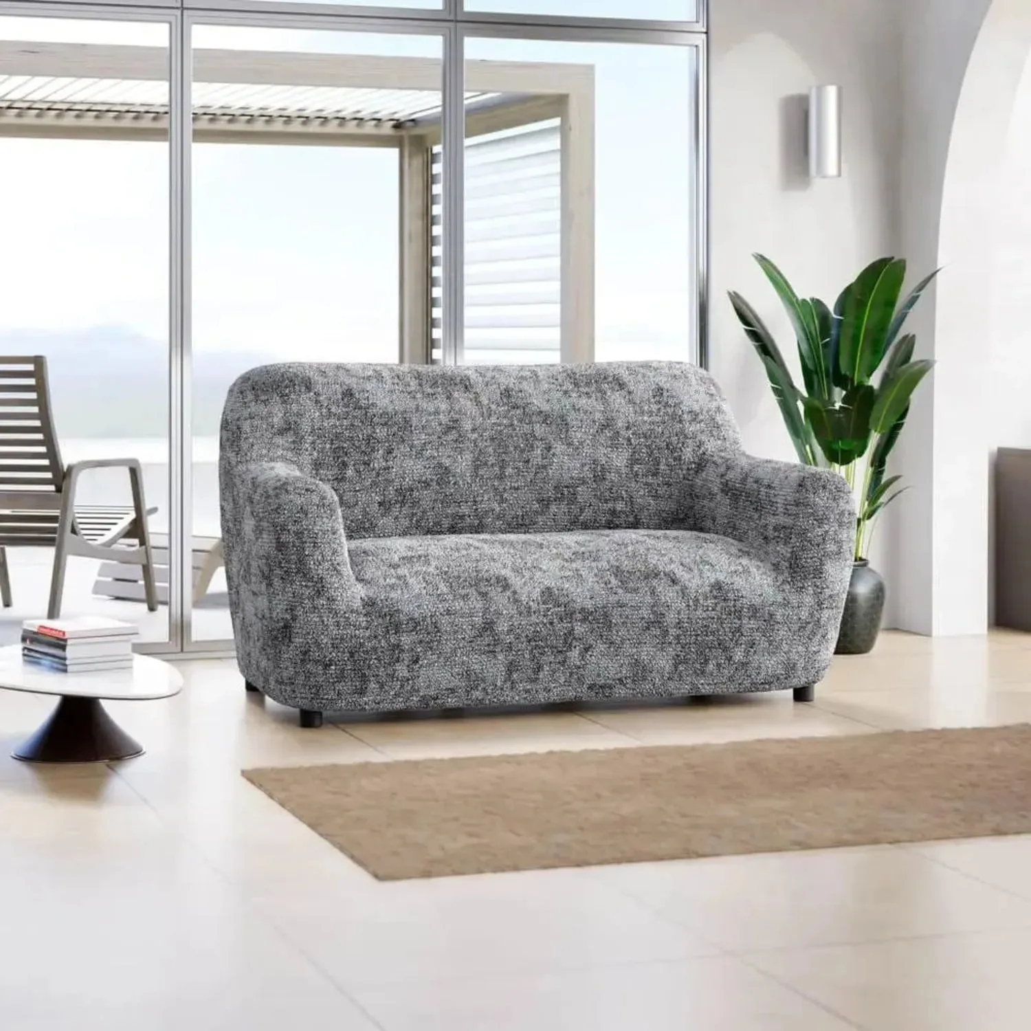 Loveseat 2 Seater Slipcover, Microfibra Printed Collection