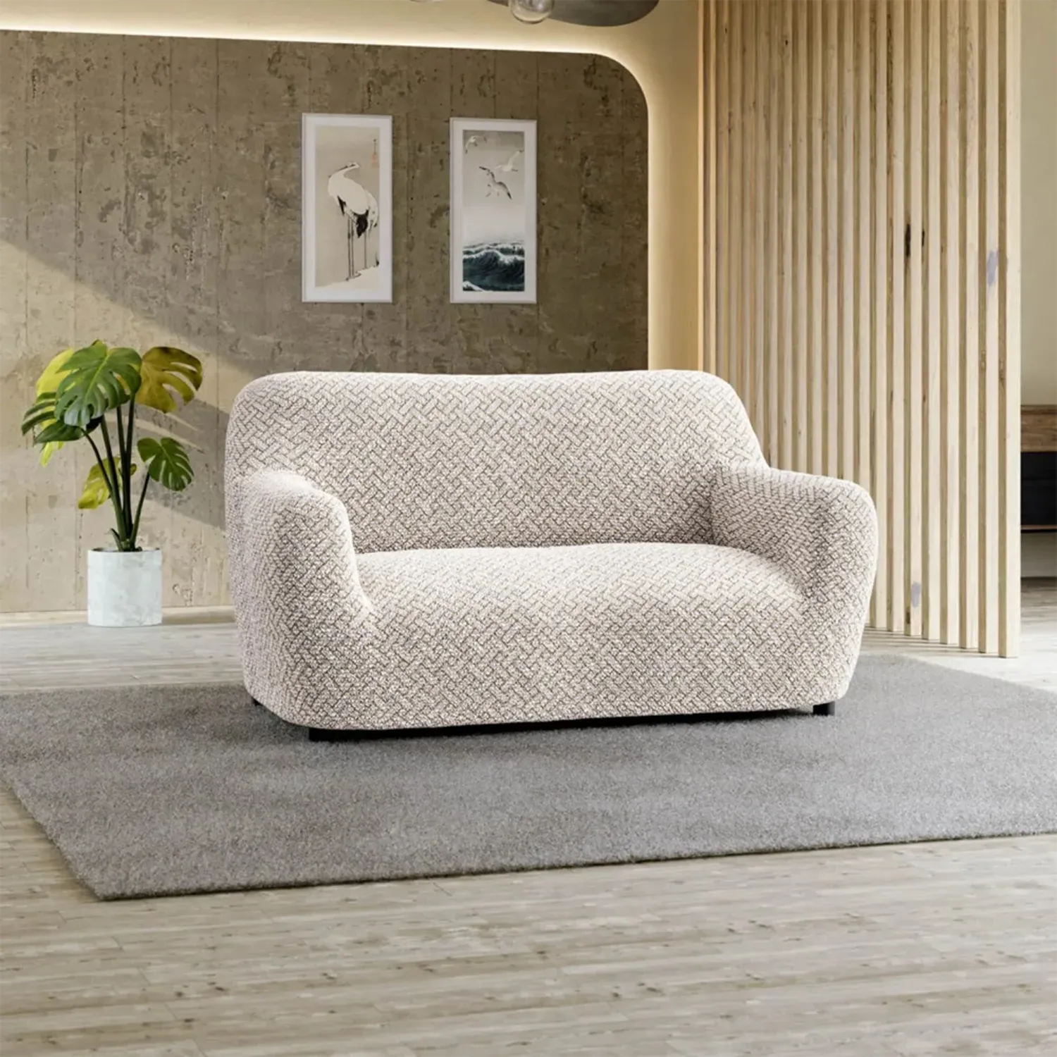 Loveseat 2 Seater Slipcover, Microfibra Printed Collection