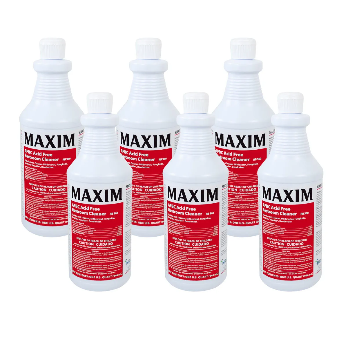 Maxim® ‘AFBC’ Acid Free Restroom Cleaner (32 oz Squeeze Bottles) - Case of 6