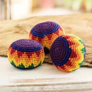 Multicolored Cotton Hacky Sacks (Set of 3) - Maya Colors | NOVICA