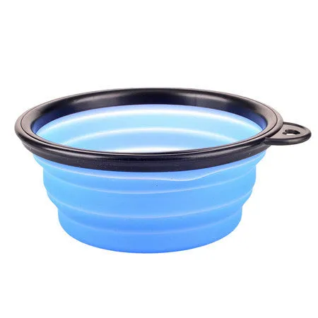 New Collapsible foldable silicone dow bowl candy color outdoor travel portable puppy doogie food container feeder dish on sale