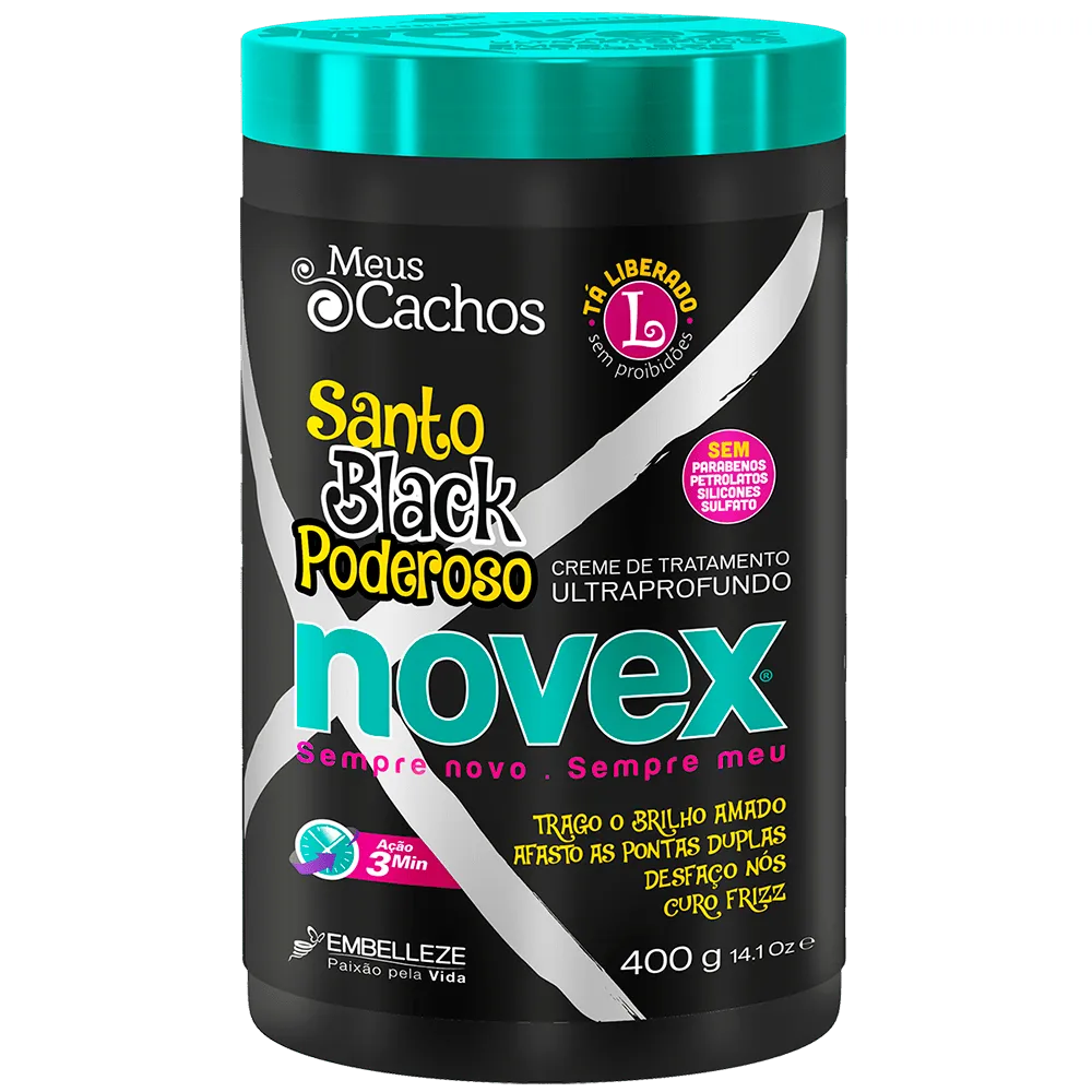 Novex Treatment Cream My Cachos Santo Black Powerful Poderoso 400g