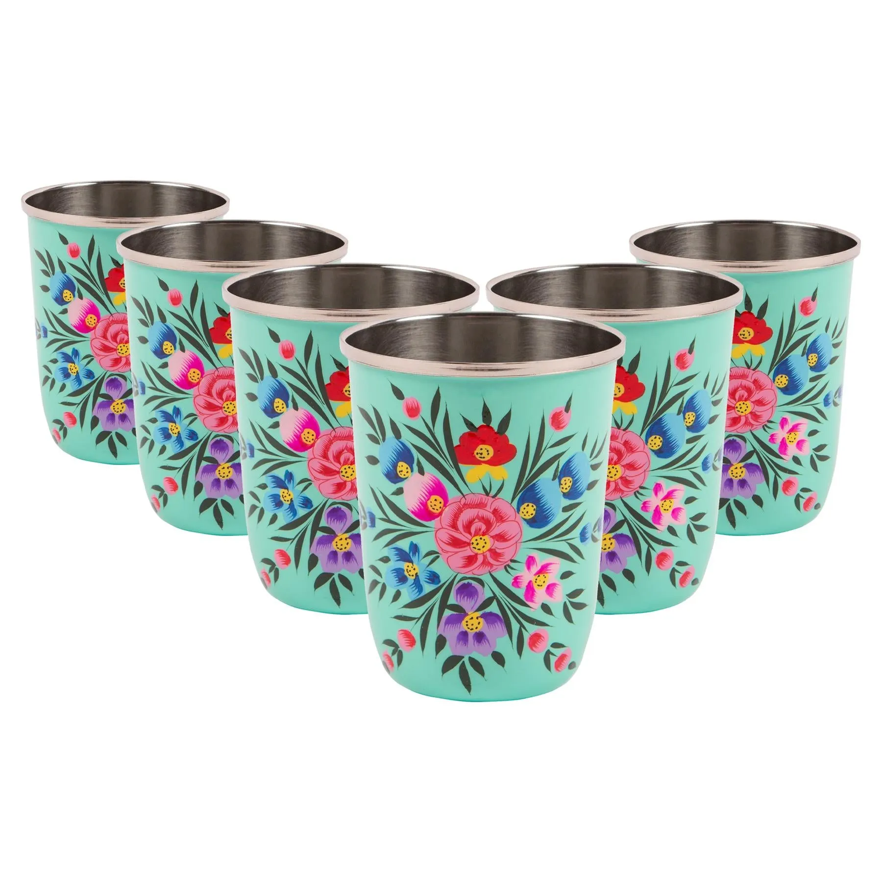 Pansy 300ml Hand-Painted Picnic Cups - Pack of Six - By BillyCan